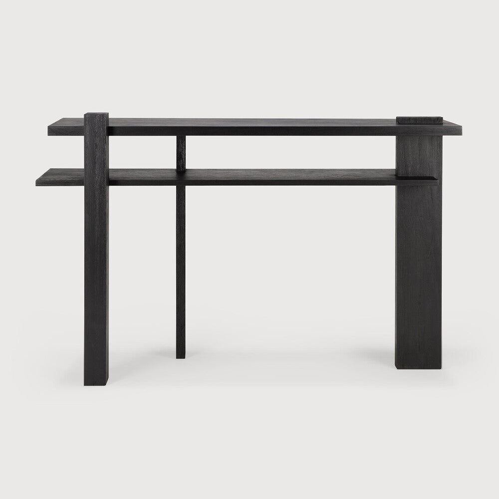 Abstract Sleek Teak Console