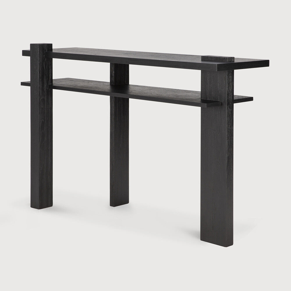 Abstract Sleek Teak Console