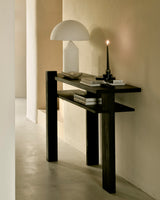 Abstract Sleek Teak Console
