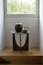 Geometric Teak Side Table