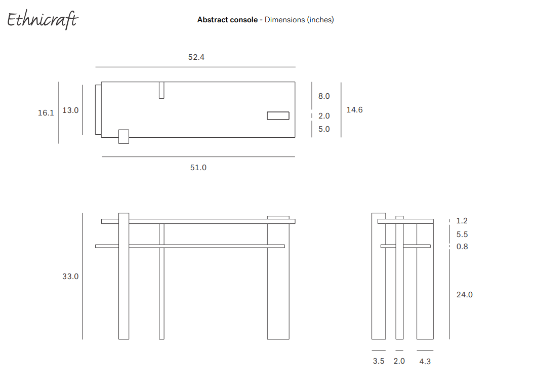 Abstract Sleek Teak Console