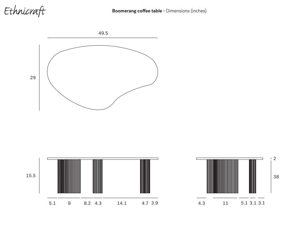 Boomerang Oak Coffee Table