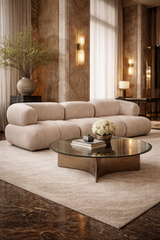 Leon 4 Seater Velvet Natural