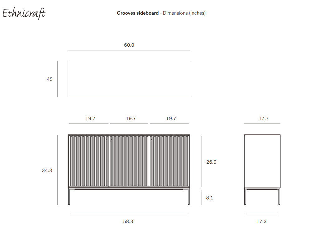 Grooves 3-Door Sideboard