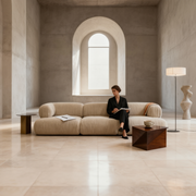 Leon 4 Seater Velvet Natural