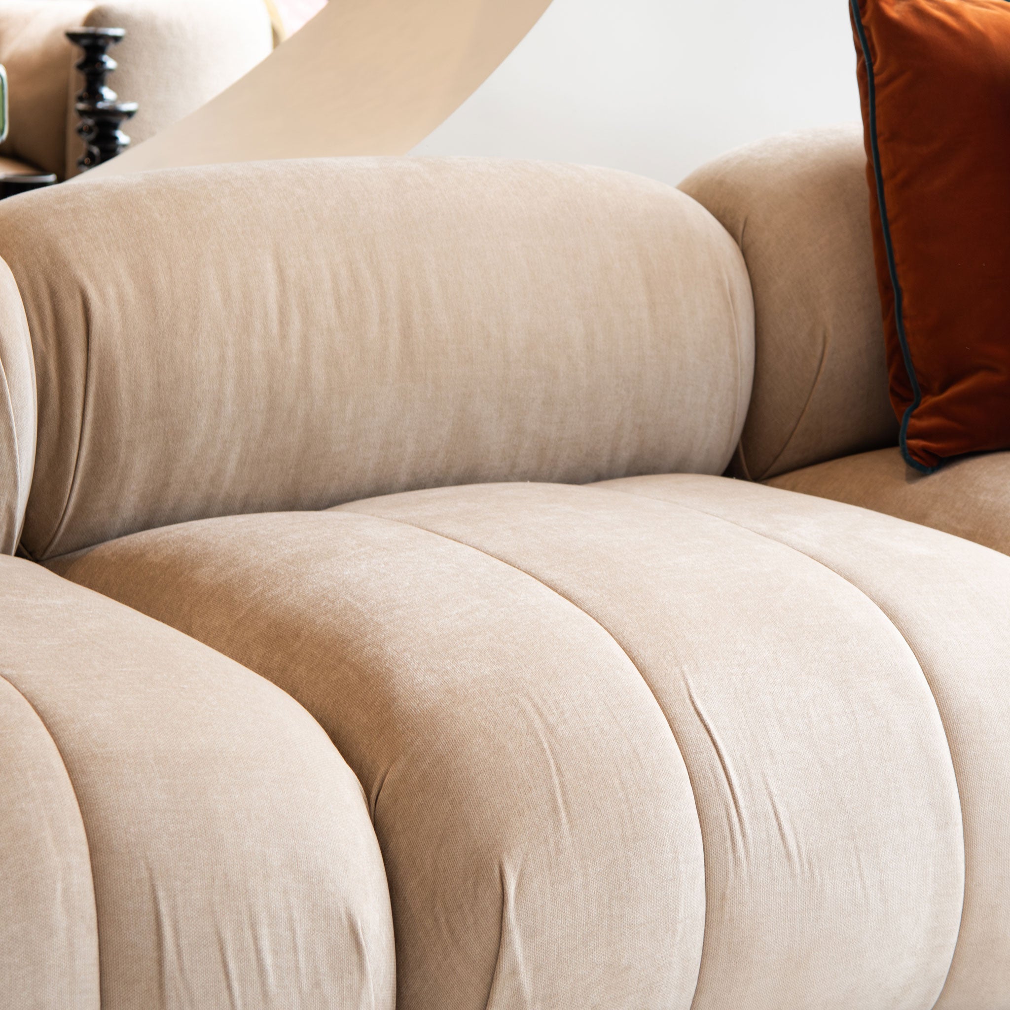 Leon 4 Seater Velvet Natural