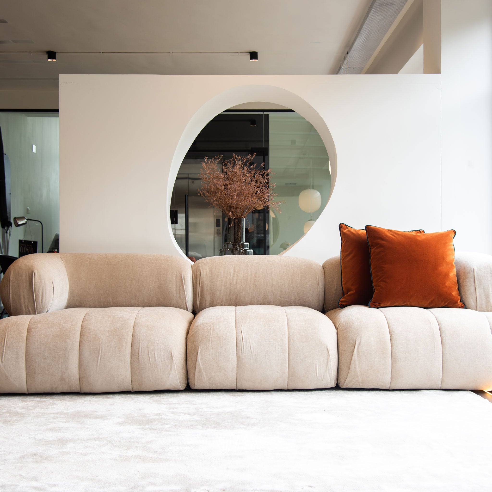 Leon 4 Seater Velvet Natural