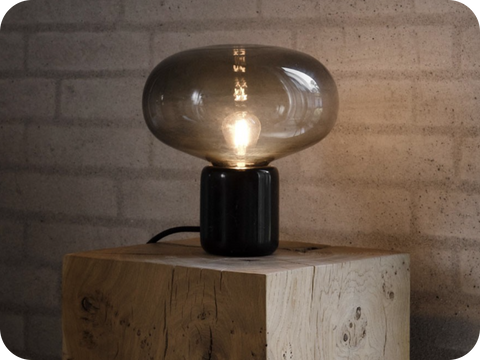 Karl Johan table lamp, Smoked glass